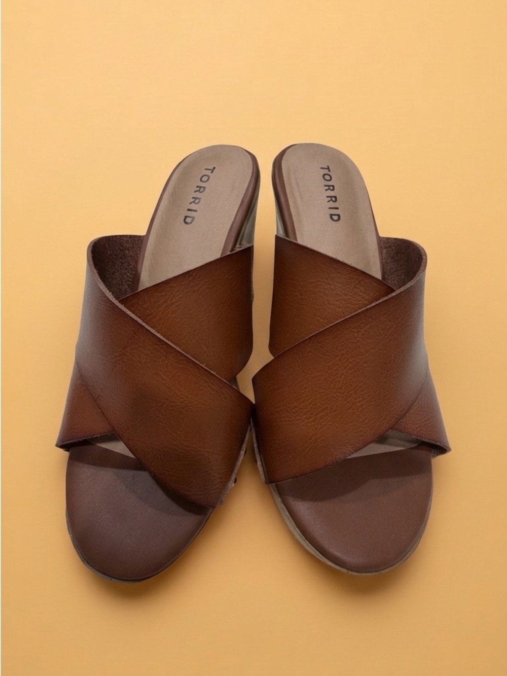 torrid Brown Crisscross Slide Mules